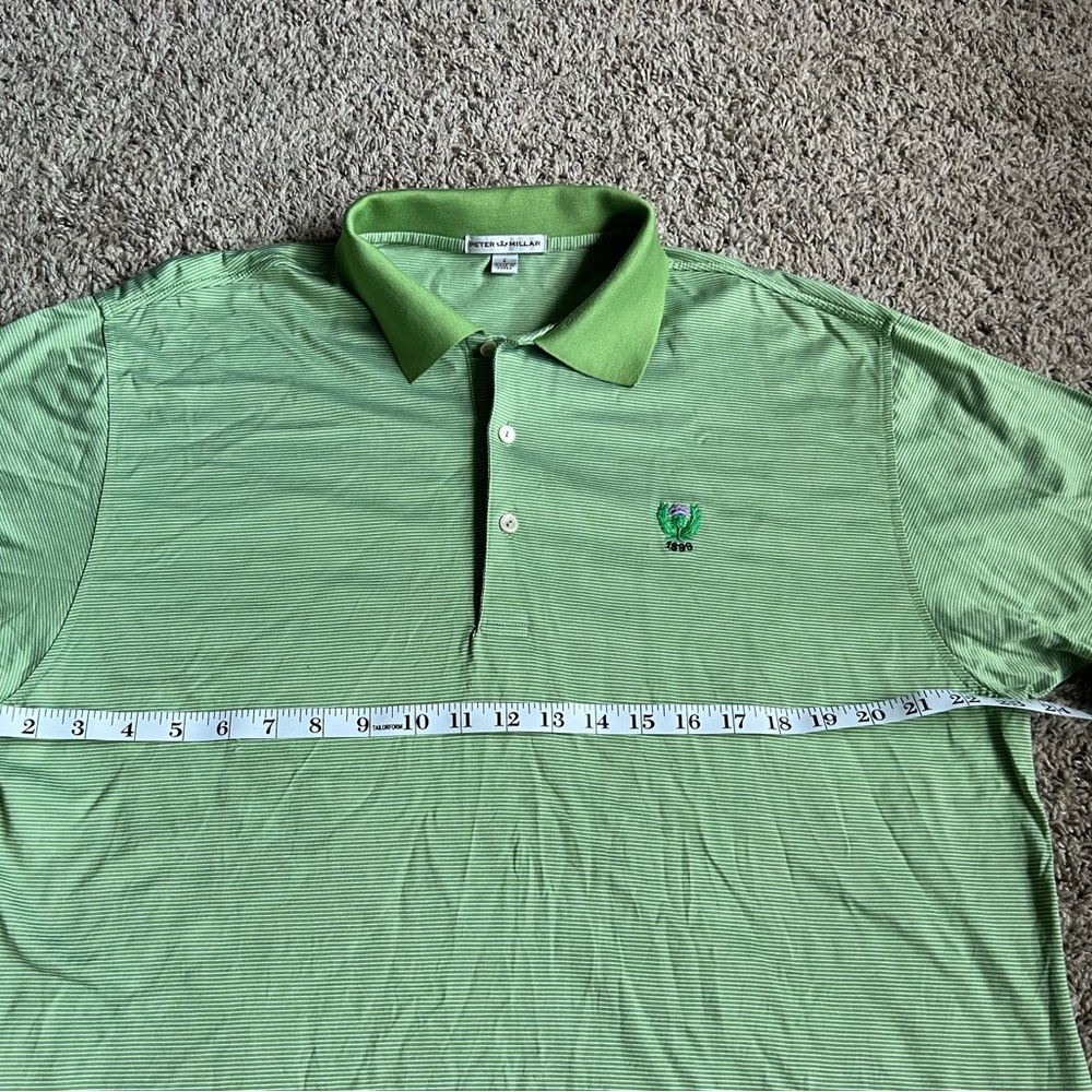 Vintage Peter Millar Golf Polo Shirt Large Green Stripes Garden City Golf Club - Picture 5 of 6
